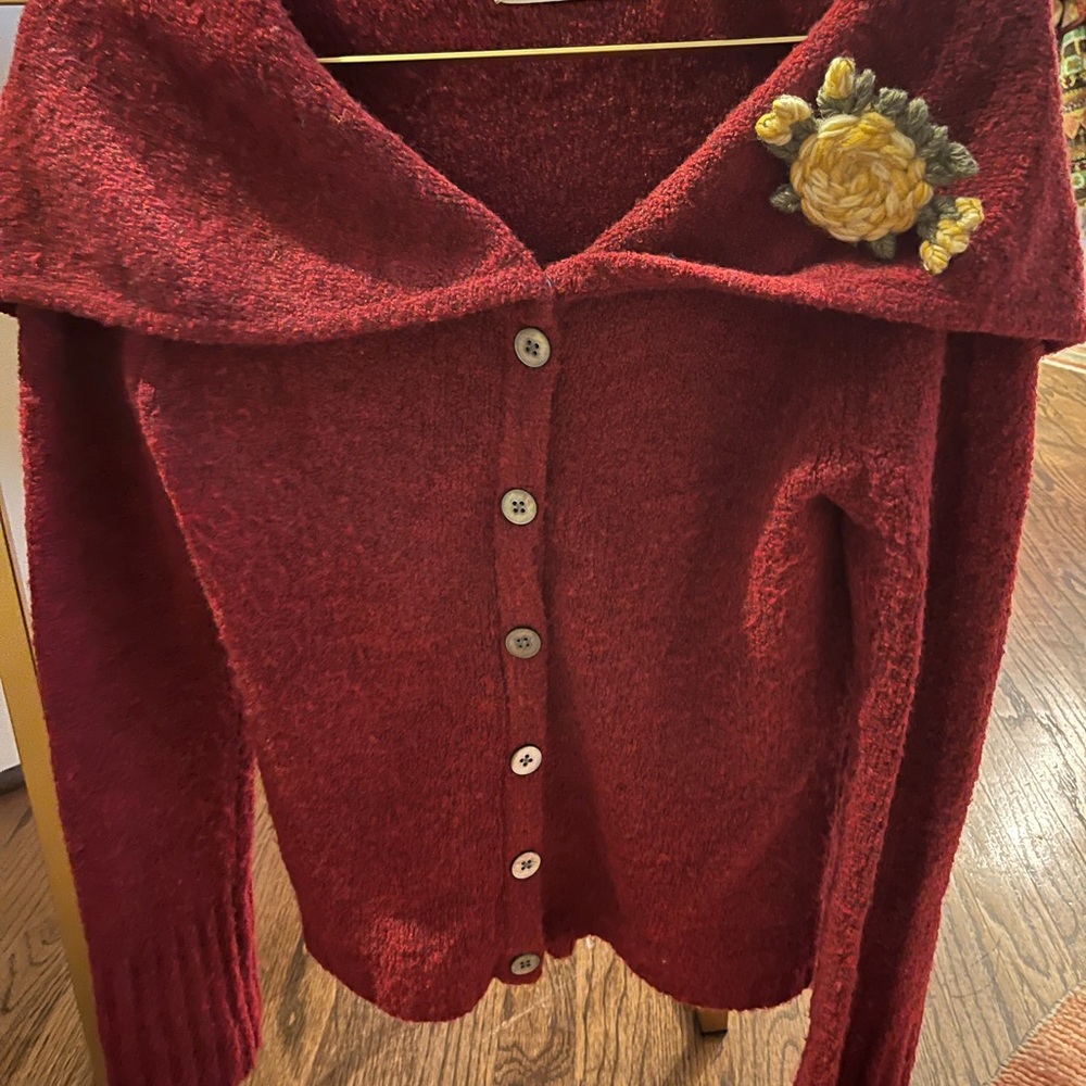 Anthropologie/Sleeping on Snow dark mauve cardigan